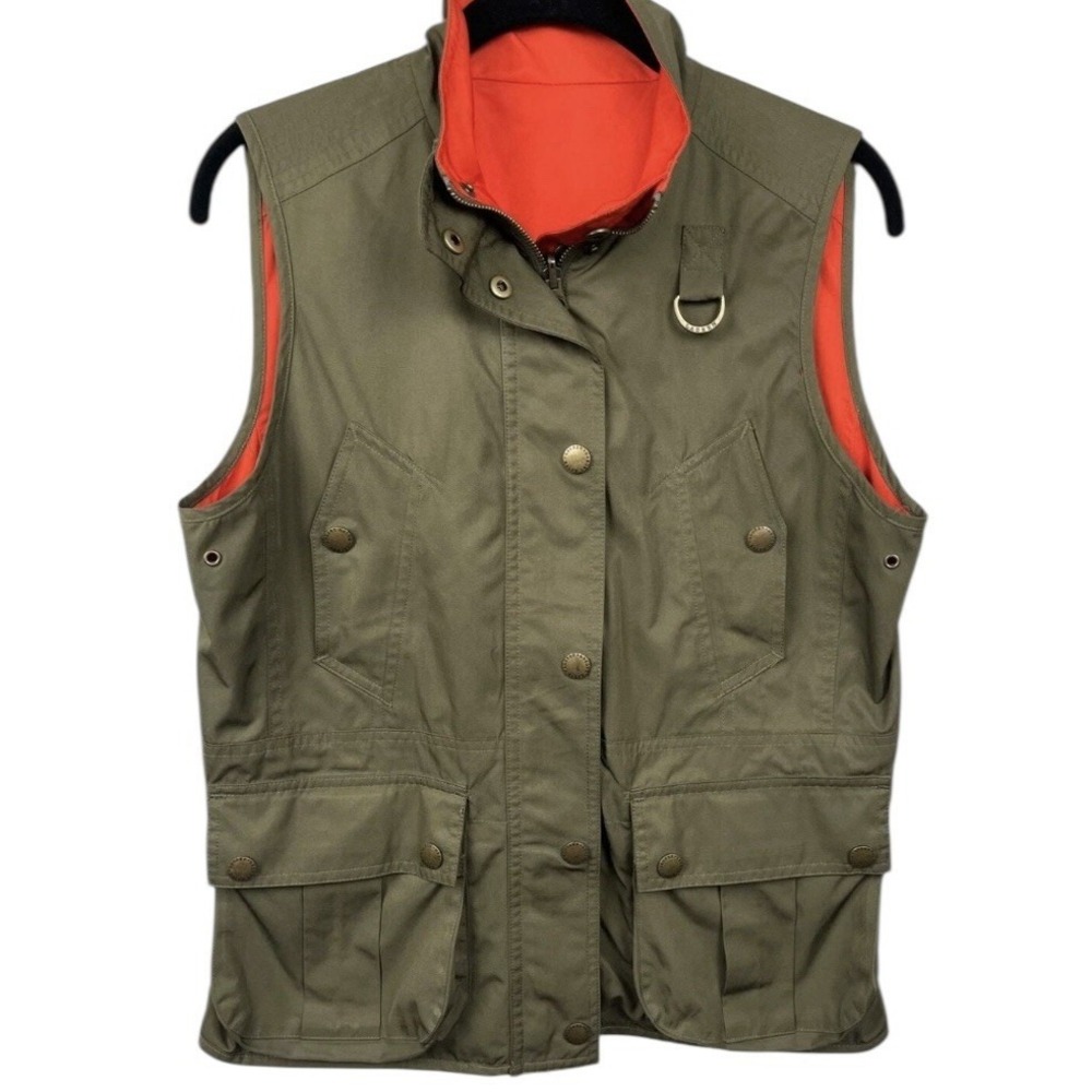Lauren Ralph Lauren Reversible Utility Vest Military Green /Orange -Field Safari
